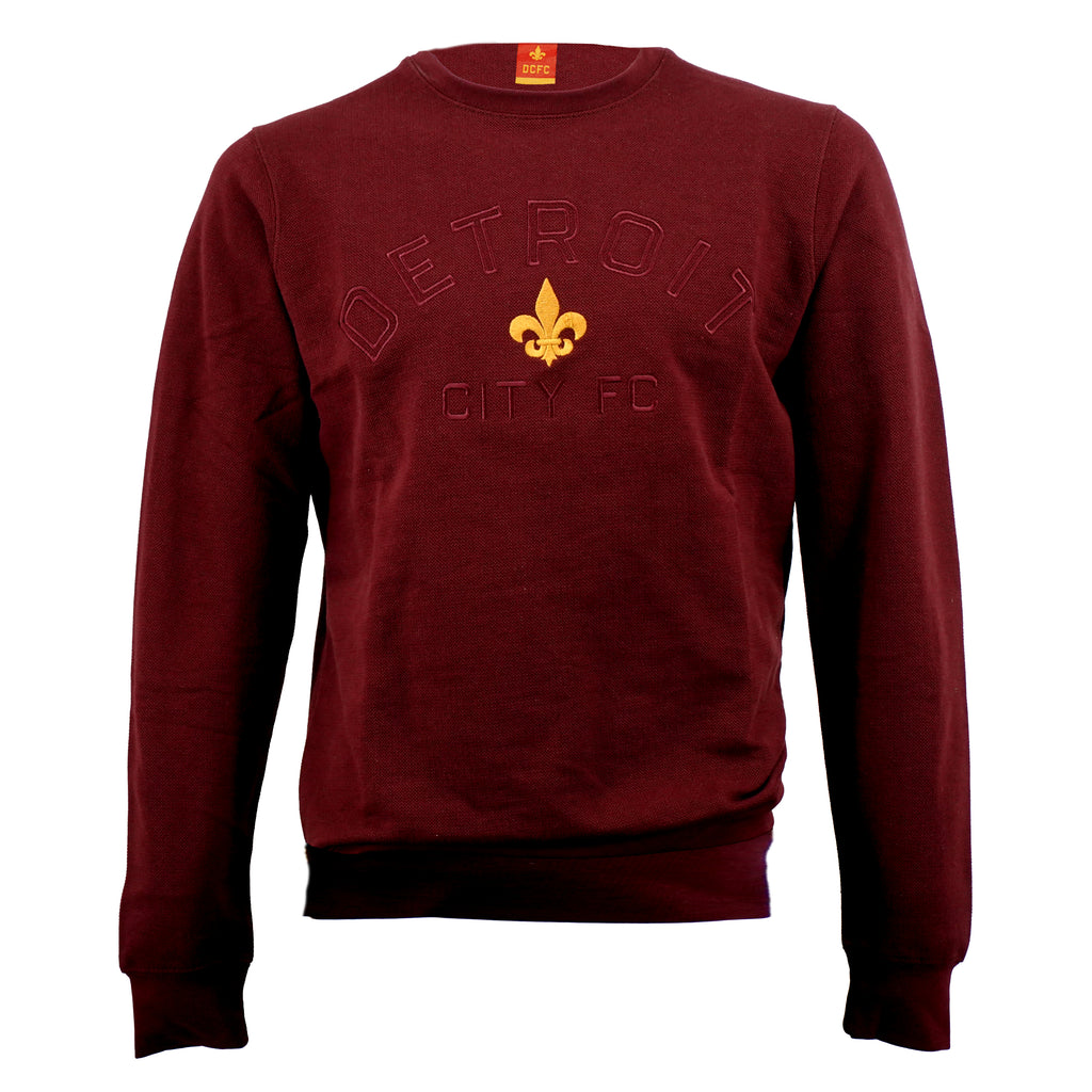 Pique Crew Neck Sweatshirt- Maroon