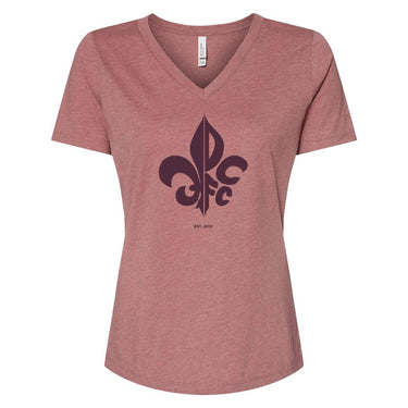 DCFC Women's Fleur V-Neck Tee- Mauve