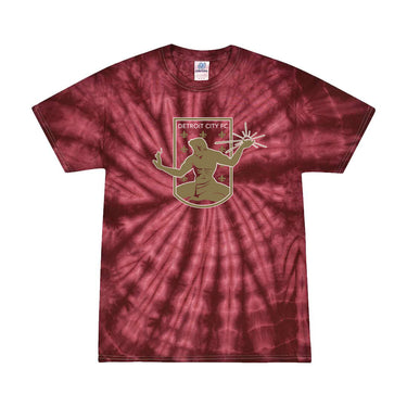 Youth Tie Dye Crest Tee- Maroon