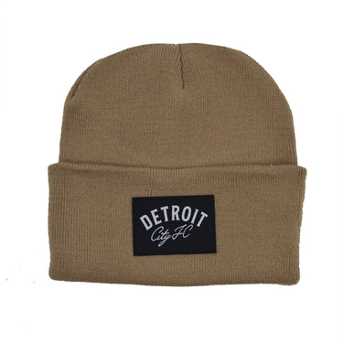 DCFC Knit Hat- Script Label Cuffed- Khaki