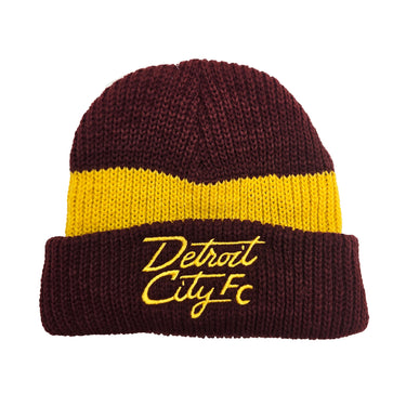 Artex Big Stripe Knit Hat- Maroon/Gold