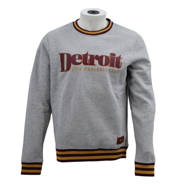 Striped Cuff Retro Crewneck- Grey
