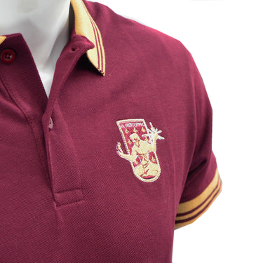 Striped Cuff Pique Polo- Maroon