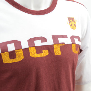 DCFC Women's Shimmer Tee- Maroon/White