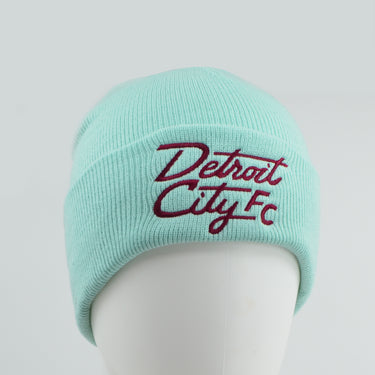 Knit Hat- Script Wordmark Verdigris Cuffed