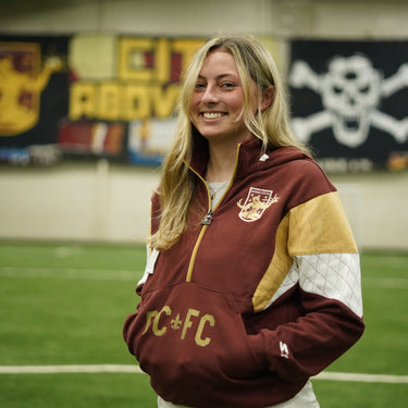 DCFC Starter Throwback Pullover Womens Hoodie- Maroon/Gold