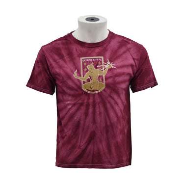 Youth Tie Dye Crest Tee- Maroon