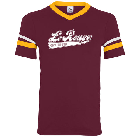 DCFC Le Rouge Striped Sleeve Tee - Maroon