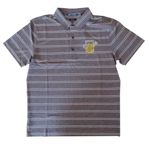 DCFC Cutter and Buck Striped Polo- Heathered Maroon