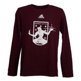 DCFC adidas Long Sleeve Crest Tee- Maroon
